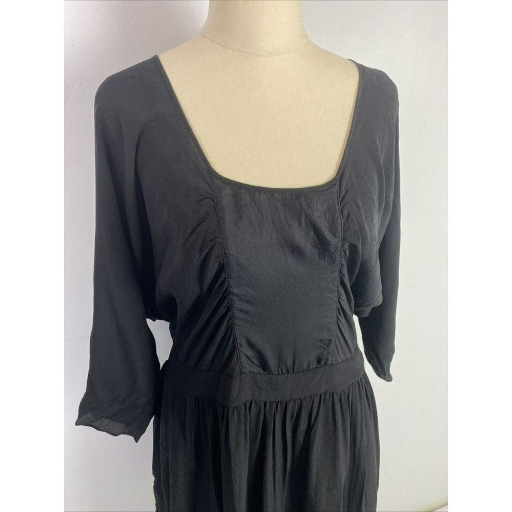 Portmans Size M Black Women's A-Line Dress 100% SILK - Picture 2 of 7